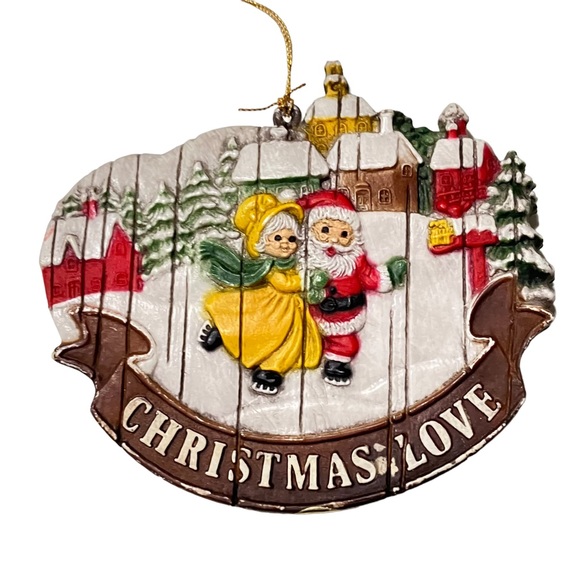 Vintage Christmas Love Santa & Mrs. Claus Ice Skating Ornament Made in Hong Kong - Picture 3 of 4